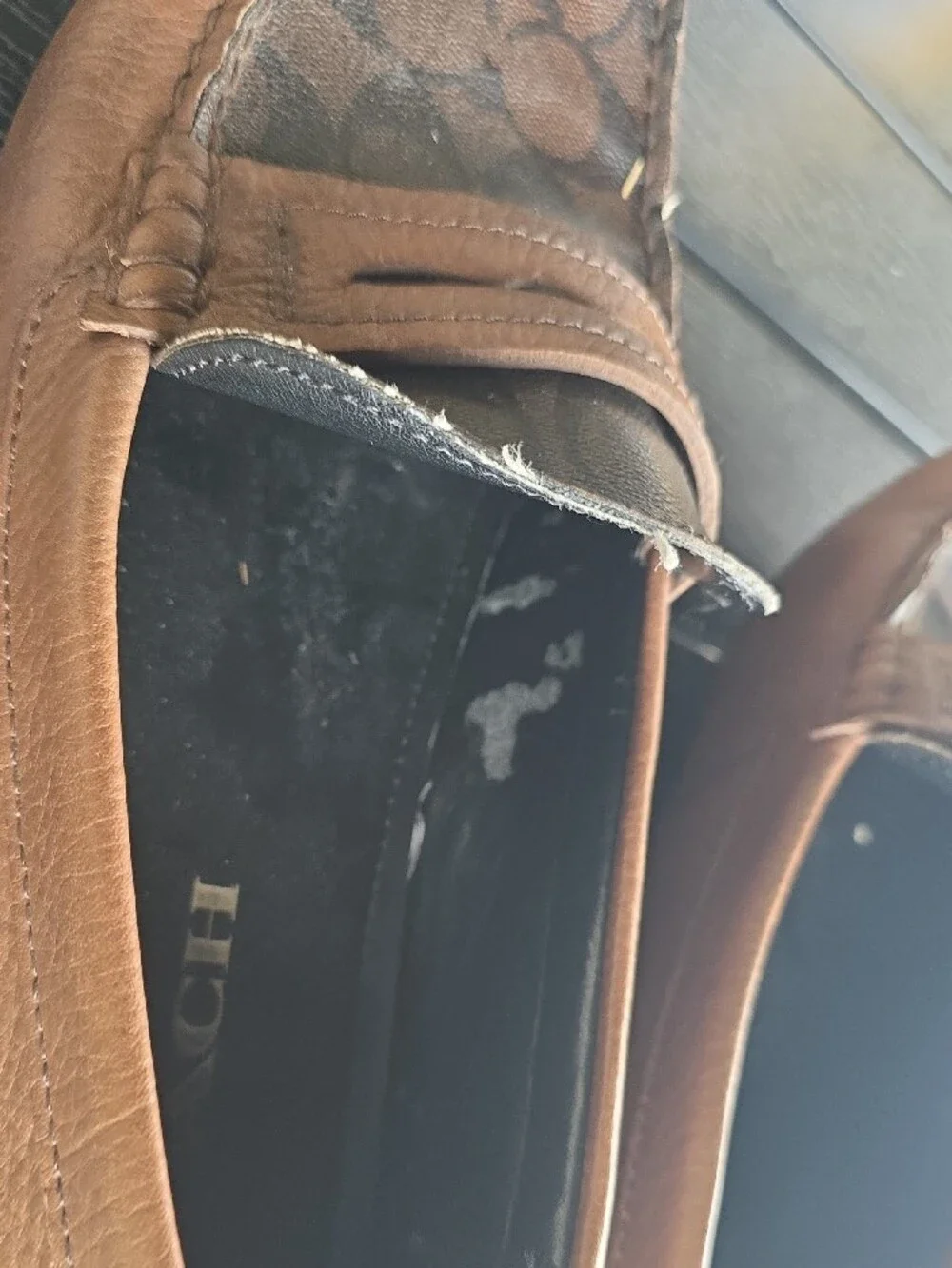 Coach Men's Tan Leather Penny Loafers with Signature Monogram